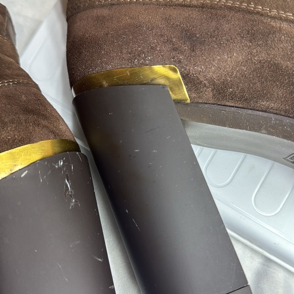 (E4) Stuart Weitzman Brown Suede Chunky Heel Lace Up Platform‎ Boots Size 7.5 - Picture 8 of 13